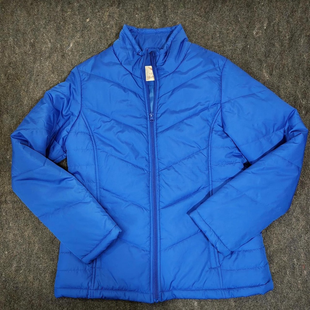 Faded Glory Womens Blue Puffer Jacket Size M 8-10 Full Zip Quilted Winter Coat